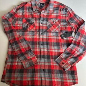 Fox Racing Trail Dust Red Flame Flannel NWT